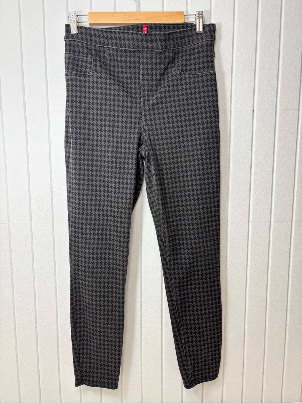 SPANX Black & Gray Houndstooth Leggings Size L